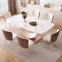 Table à manger en pierre frittée de luxe, écologique et imperméable, durable, design rectangulaire moderne pour la maison et l'hôtel, 6 places