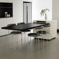 Table suspendue minimaliste en travertin, îlot de cuisine, table à manger intégrée, extensible et rétractable avec compartiment de rangement