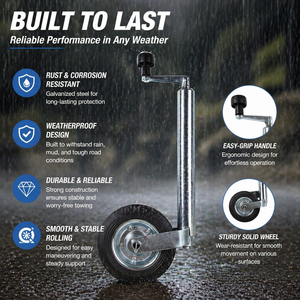Nouvelle roue de jockey personnalisable de 48 mm, capacité de 150 kg, acier au carbone zingué, certifiée ISO9001, pour remorque, <span class=keywords><strong>caravane</strong></span>, utilitaire extérieur - Product Image 2