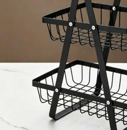 Fruit Basket Three-layer Metal Fruit and Vegetable <b>Storage</b> Basket <b>Kitchen</b> Countertop <b>Rack</b> for Convenient Countertop Organization - Product Image 5
