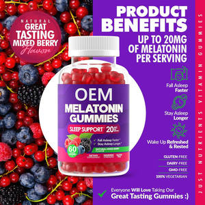 OEM melatonina 20mg Gummies all'ingrosso della fabbrica massima forza aiuto per il sonno per adulti non per le donne in gravidanza - Product Image 5