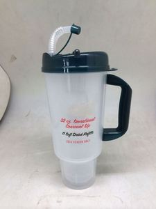 Customized Double-layer Plastic PP Transparent 32 oz 1000ml Car Mug Big Water <b>Cup</b> With <b>Straw</b> - Product Image 3
