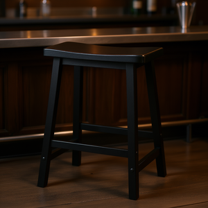 Tabouret de bar moderne Satori 24 pouces avec siège en forme de selle, en bois noir, pour usage commercial - Product Image 2