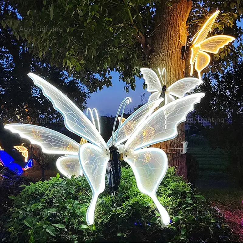 Customized LED Park butterfly Lights IP65 for Outdoor Decoration New Year Christmas and Halloween Landscape Art Installation