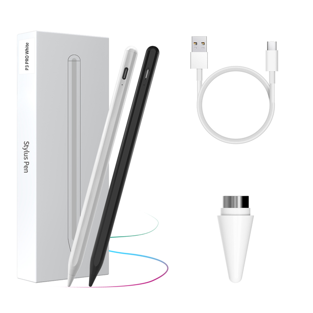 Universal Metal Capacitive Stylus Pen with Battery Display Magnetic Attraction for Android/iOS/iPad Pro/ Pencil 1/2/