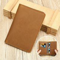 Portefeuille d'affaires pour homme, design tendance, en cuir véritable, porte-passeport, porte-cartes d'identité, porte-argent, fin et léger, sans fermeture, personnalisable