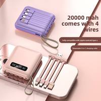 Banque d'alimentation LED en plastique 10W avec quatre câbles, 20000 mAh, grande capacité, compacte, portable, personnalisation du logo