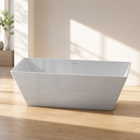 Baignoire autoportante carrée en acrylique conforme aux normes CE pour usage intérieur, idéale pour les hôtels et les bains relaxants