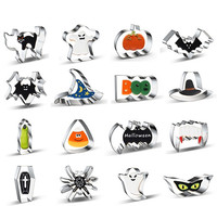Moule à biscuits d'Halloween en acier inoxydable Découpeur de biscuits avec poignée confortable Citrouille Fantôme Chauve-souris Chat Chapeau de sorcière Découpeurs de biscuits d'Halloween