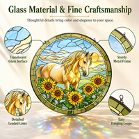 Attrape-soleil Cheval Tournesol Rustique en Verre Teinté à Suspendre, Décoration d'Intérieur, Cadeaux pour Amateurs de Chevaux, Décorations Commémoratives pour Animaux de Compagnie, pour Filles, Femmes, Hommes