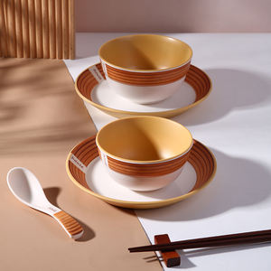 Juego de <span class=keywords><strong>vajilla</strong></span> de grano de madera reutilizable irrompible, platos de cena de <span class=keywords><strong>melamina</strong></span> para restaurante doméstico, características almacenadas - Product Image 3