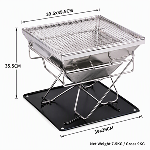 Barbecue portable pliable au charbon de bois <span class=keywords><strong>en</strong></span> acier inoxydable 304 avec grille réglable <span class=keywords><strong>en</strong></span> <span class=keywords><strong>hauteur</strong></span> et cadre <span class=keywords><strong>en</strong></span> X pour camping <span class=keywords><strong>en</strong></span> extérieur - Product Image 1