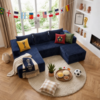 Canapé ottoman minimaliste moderne en forme de U, en velours côtelé, compressé, multi-modulaire, pour projets d'aménagement intérieur d'hôtels et d'appartements