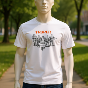 T-shirt en coton blanc pour homme Truper avec motif de joueurs de baseball, col rond, logo imprimé à l'arrière, manches courtes décontractées - Product Image 2