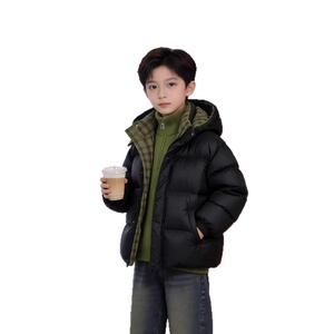 Veste d'hiver pour adolescents, coupe-vent à <span class=keywords><strong>capuche</strong></span> amovible sans lavage, fermeture éclair, épaisse et chaude, rembourrée en coton, pour enfants plus âgés - Product Image 5