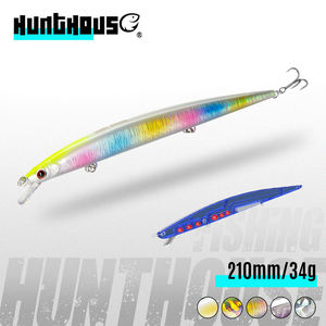 Leurre de pêche artificiel flottant type Minnow 210mm 34g pour la pêche à la traîne en eau salée, longue portée, avec yeux 3D, leurre dur en forme de crayon - Product Image 1