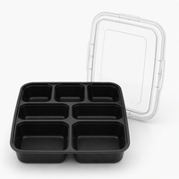 Boîte alimentaire à emporter en PP de qualité alimentaire, personnalisée en usine, à 7 compartiments, avec couvercles supérieur et inférieur