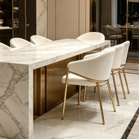 Dojii Lot de 4 chaises de salle à manger modernes en velours Chaise de salle à manger blanche rembourrée sans accoudoirs avec pieds en métal pour meubles de cuisine