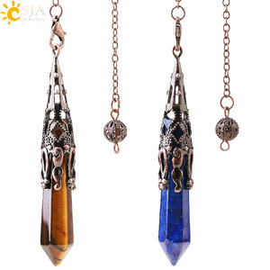 CSJA Pendule en cristal pour la divination, la radiesthésie, pendentif en pierre gemme, bronze antique, quartz, pendules <span class=keywords><strong>divinatoires</strong></span>, G883 - Product Image 1