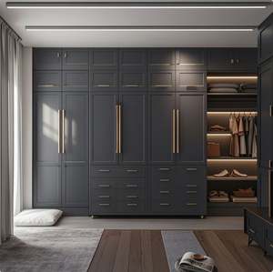 Armoire de chambre à coucher en verre au design moderne et simple, placard avec porte en verre/bois massif, couleur blanche, dressing - Product Image 3