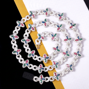 New Arrival <b>Infinity</b> Link Clover <b>Bracelet</b> 100% Pass Tester S925 Silver Color Marquise Moissanite Diamond Clover Cuban <b>Bracelet</b> - Product Image 1