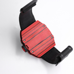 Montre automatique de luxe 2025 ultra-légère avec bracelet tissé noir et boîtier texturé rouge, le choix privilégié des hommes riche - Product Image 5