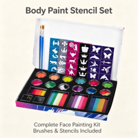 Kit complet de peinture pour le visage et le corps avec pochoirs, pinceaux, bâtons de peinture arc-en-ciel pour Halloween, carnaval, fête, cosplay, maquillage