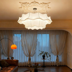 New Chinese <b>Style</b> Fabric Chandelier 60cm 80cm 100cm 120cm Led Light Round White Single <b>Head</b> For Living Room Restaurant Hotel - Product Image 3