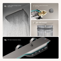 Robinet de douche de salle de bain apparent au design touches de piano carrées, mitigeur eau chaude et froide avec corps en laiton, cascade 3 voies