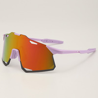 Nouvel Arrivage – Lunettes de Soleil Sportives d'Extérieur en Gros, Monture Noire Iridescente, Protection UV400, Flexibles, Anti-Vent, en PC, Idéales pour la Pêche, le Cyclisme et la Course à Pied