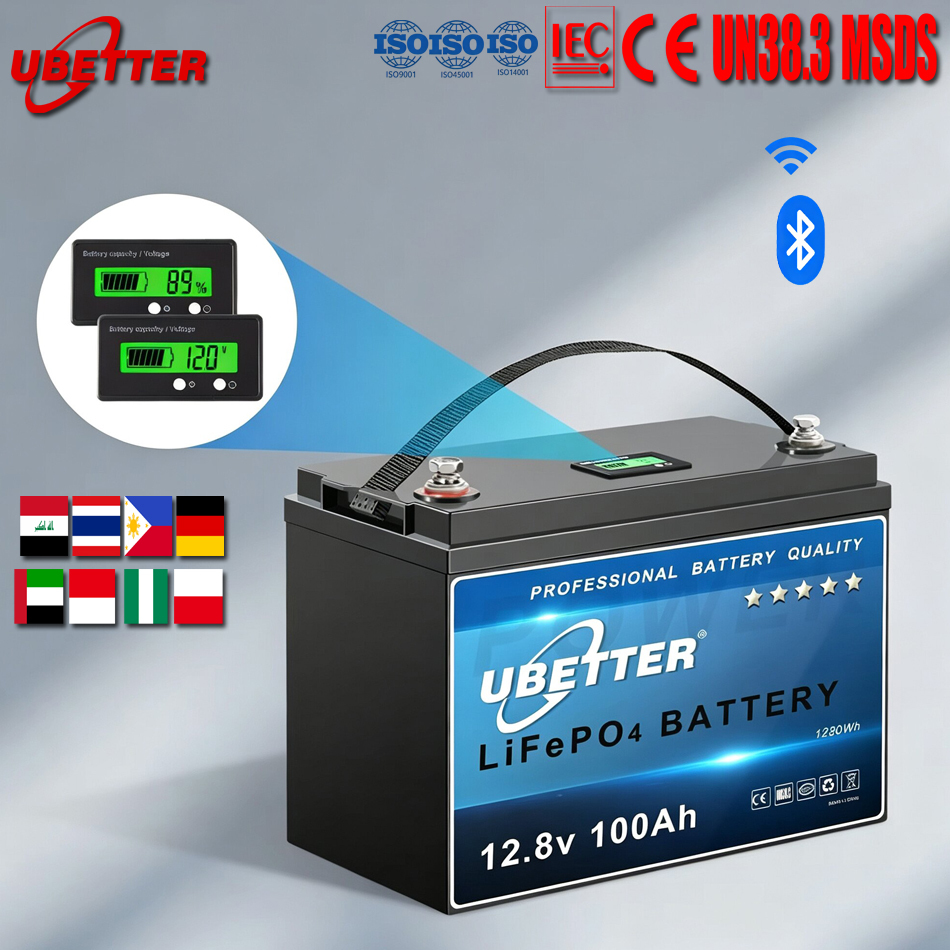 <strong>2026</strong> Best Selling Ubetter <strong>LiFePO4</strong> <strong>12V</strong>/24V 50/100/200/300/400Ah 4000-<strong>Cycle</strong> Rechargeable <strong>Batteries</strong> Built-in BMS LCD Portable Power