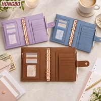 Carnet de budget Hongbo personnalisé en cuir litchi souple multicolore A6, or rose, 6 anneaux, avec feuille volante, disponible comme cadeau de mariage