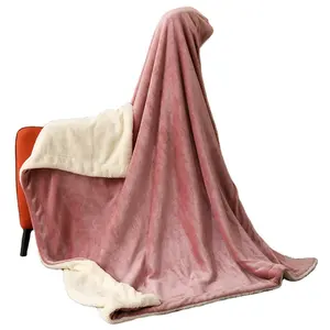 Double Layer Lamb Plush Blanket Flannel 50 * 60 Inches Factory Stock Wholesale Thickened Leisure Sofa Cover Blanket
