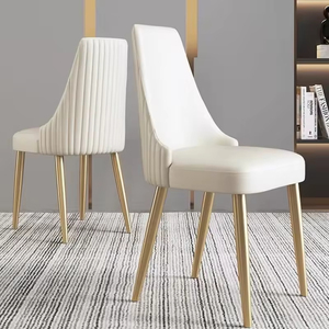 Sillas de Comedor Nórdicas Modernas Más Vendidas, Respaldo de Cuero y Metal, Patas de Acero al Carbono, Cuero Impermeable, Estructura Resistente, Asiento Acolchado - Product Image 3
