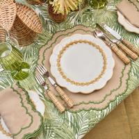 Nappe, sets de table et serviettes en polyester de haute qualité, imprimé feuilles de palmier, durables, idéales pour les barbecues en plein air