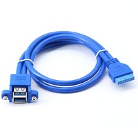 50Cm Port USB 3.0 Perempuan Dapat Ditumpuk Ganda Ke Motherboard Kabel Header 20Pin