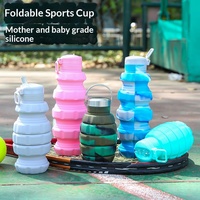 Bouteille d'eau pliable en silicone platine en forme de grenade, rétractable, portable pour les sports de plein air