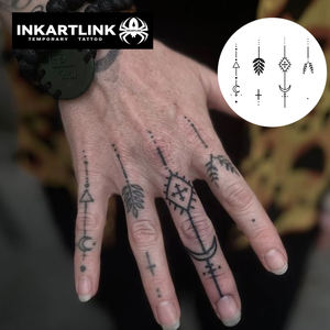 Autocollant de <span class=keywords><strong>tatouage</strong></span> temporaire personnalisé, motif feuille tribale minimaliste, imperméable, longue durée (15 jours), semi-permanent, pour le corps, les doigts et les mains - Product Image 2