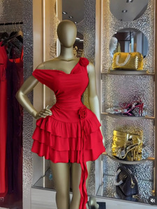 <span class=keywords><strong>Vestido</strong></span> de Mujer Liso en 3 Colores, <span class=keywords><strong>Vestido</strong></span> Mini con Flores 3D, <span class=keywords><strong>Dobladillo</strong></span> con Volantes, Tallas Grandes, <span class=keywords><strong>Vestido</strong></span> Casual S-2XL - Product Image 3