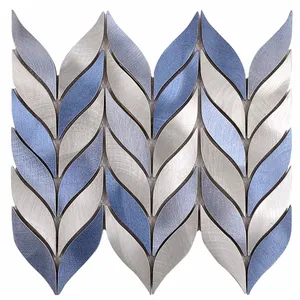 Cool color TV Bar Background Wall Decoration Material Silver Leaf Metal Aluminum Stainless Steel Mosaic Tiles Metal Mosaic