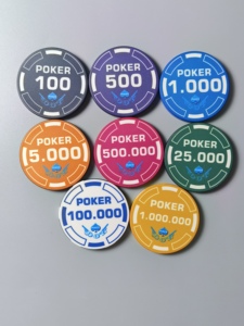 Chips Games Ace King Custom Tri-Color Design Poker Chips Tray with One-<b>Side</b> Printing Personalized with Your Artwork - Product Image 6