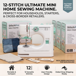 Máquina de Coser Doméstica Mini Ultimate de 12 Puntadas, Máquinas de Coser Eléctricas Portátiles para el Hogar, para Principiantes en la Confección de Ropa - Product Image 1