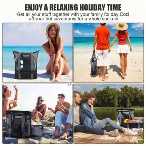 Bolsa de Playa de Malla de Poliéster Impermeable con Logotipo Personalizado al por Mayor, Diseño de Moda, con Compartimento Refrigerante - Product Image 6