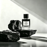 En stock, flacons de parfum en verre transparent côtelé de 30 ml, 50 ml, 100 ml, avec impression sur écran, boîtes d'emballage personnalisées