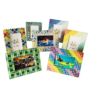 6inch diy mosaic photo frame kits wide side student adult club handmade solid wood photo album set creative handmade