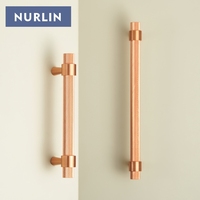 Gagang Kabinet Lemari Laci Furnitur Nurlin Knurled Solid Brass T Bar Pull dengan Finishing Rose Gold & Tembaga