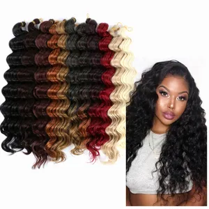 Deep Wave Curly Crochet Hair Wavy Synthetic Braiding French Ocean Curling Deep Curly Crochet Braids 20Inch Hair Extensions