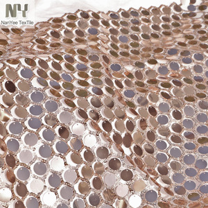 Nanyee Textile 1.8cm Rond Big Dot <span class=keywords><strong>Disco</strong></span> Lumière Café Brun Sequin Brodé Tulle Tissu - Product Image 5