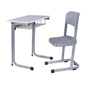 High Quality Modern Fixed Single School Furniture <b>Desk</b> Chair Set Steel+Plywood+MDF+Plastic Construction Custom Color PT-307E Stu - Product Image 1