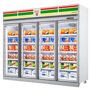 MUXUE Grand réfrigérateur à 4 portes en verre Congélateur commercial Réfrigérateur de supermarché Congélateur d'affichage